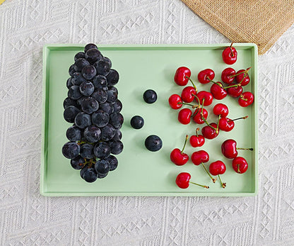 White Serving Tray (13.5 x 9.6 inch) for Serving Accessory, Elegant & Stackable Plastic Tray for Spa, Coffee, Drinks, Tea, Bar, Party, Seasoning, Perfume and Display Use.