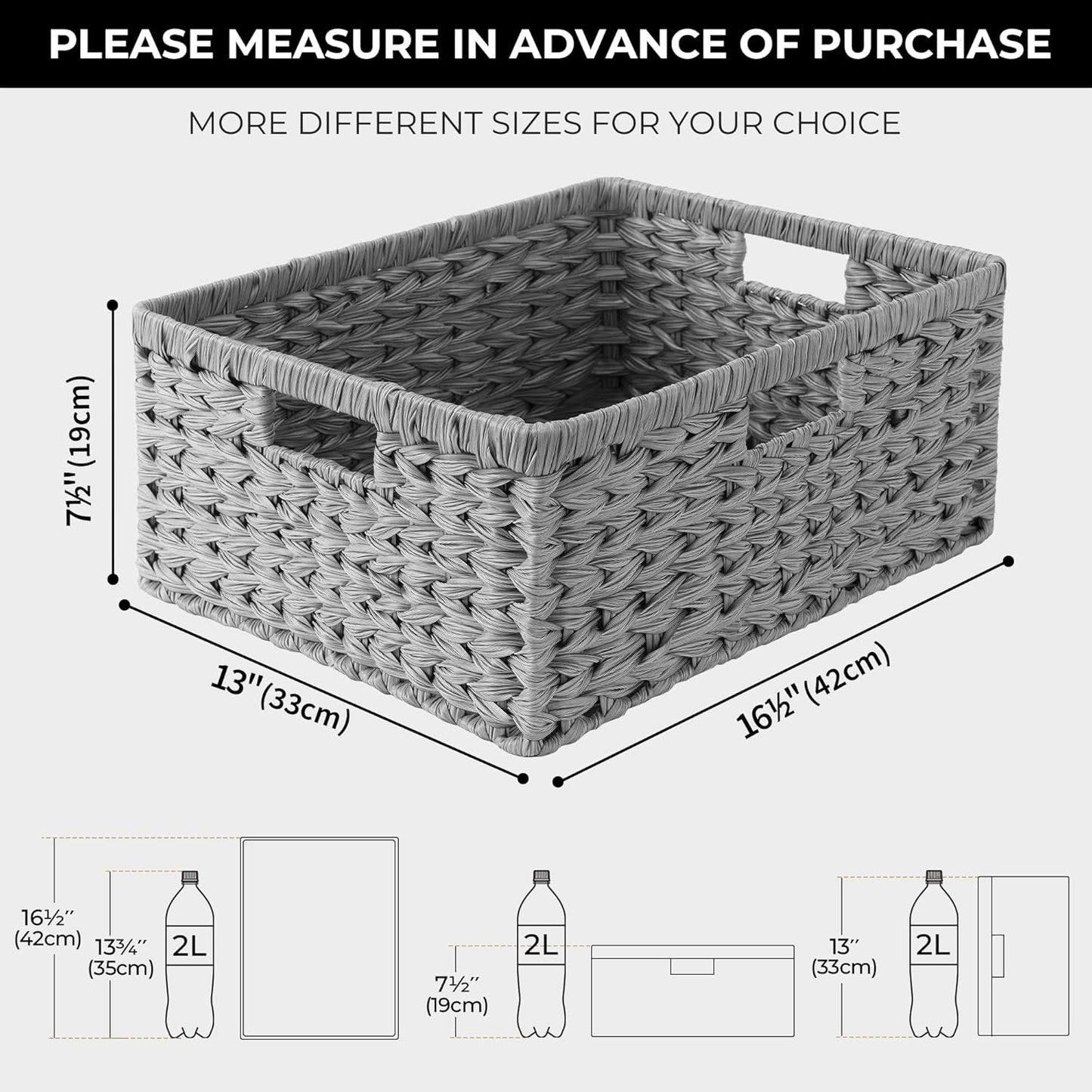 GRANNY SAYS Wicker Storage Baskets for Shelves, Water Hyacinth Basket with Scalloped Edge, Storage Wicker Baskets for Pantry, Large, 2-Pack