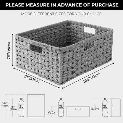 GRANNY SAYS Wicker Storage Baskets for Shelves, Water Hyacinth Basket with Scalloped Edge, Storage Wicker Baskets for Pantry, Large, 2-Pack
