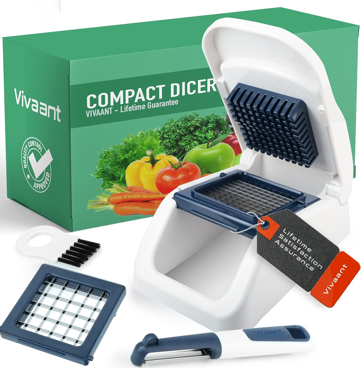 Vivaant Hand Pull Manual Food Chopper, Onion Chopper Vegetable Cutter Dicer