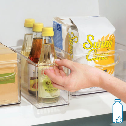 iDesign Plastic Stackable Pantry Bin - Storage Bin with Handles for Cabinets or Fridge - Set of 2 - Clear