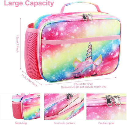 RHCPFOVR Kids Lunch Bag - Insulated Lunch Box for Boys Girls,Washable Lunch Bag and Reusable Toddler Leak-proof Lunchbox for School and Daycare - Colors B