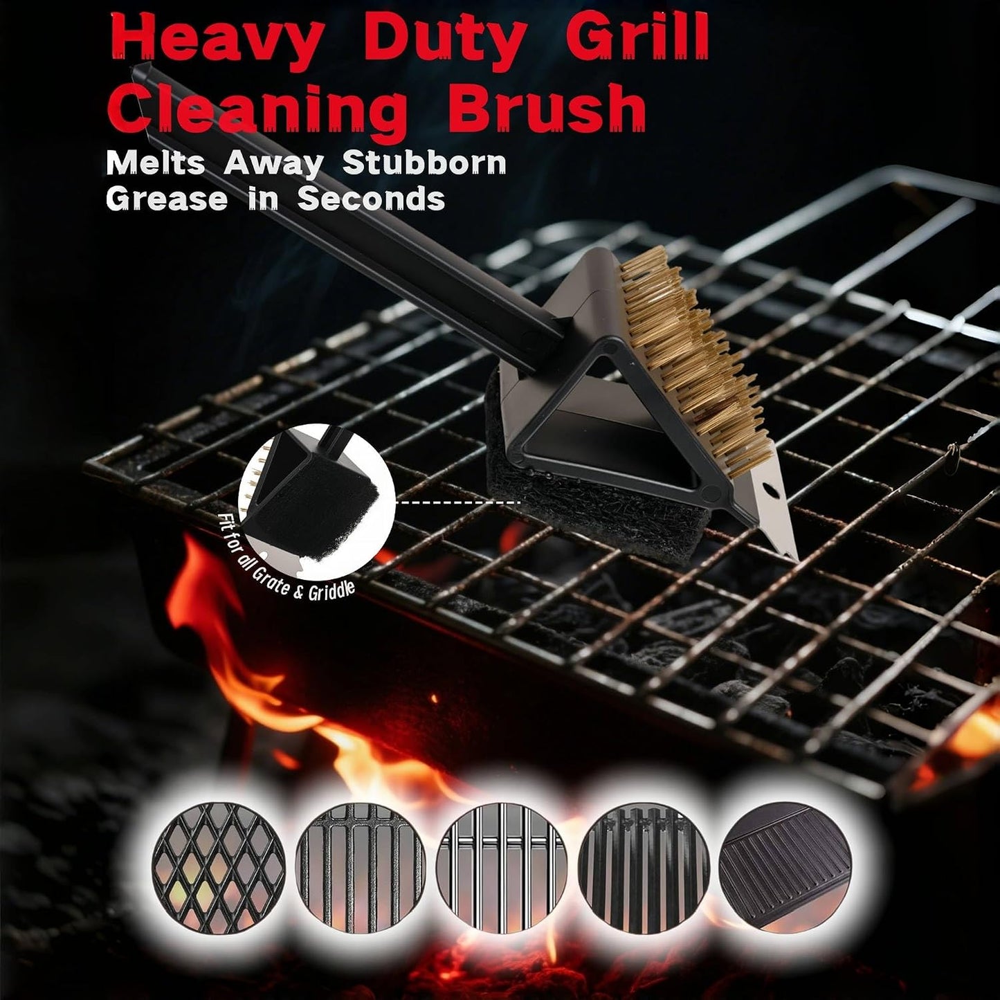 2 Pack Grill Brush for Outdoor Grill, 3 in 1 Grill Cleaning Brush and Scraper BBQ Brush Safe BBQ Cleaning Tools