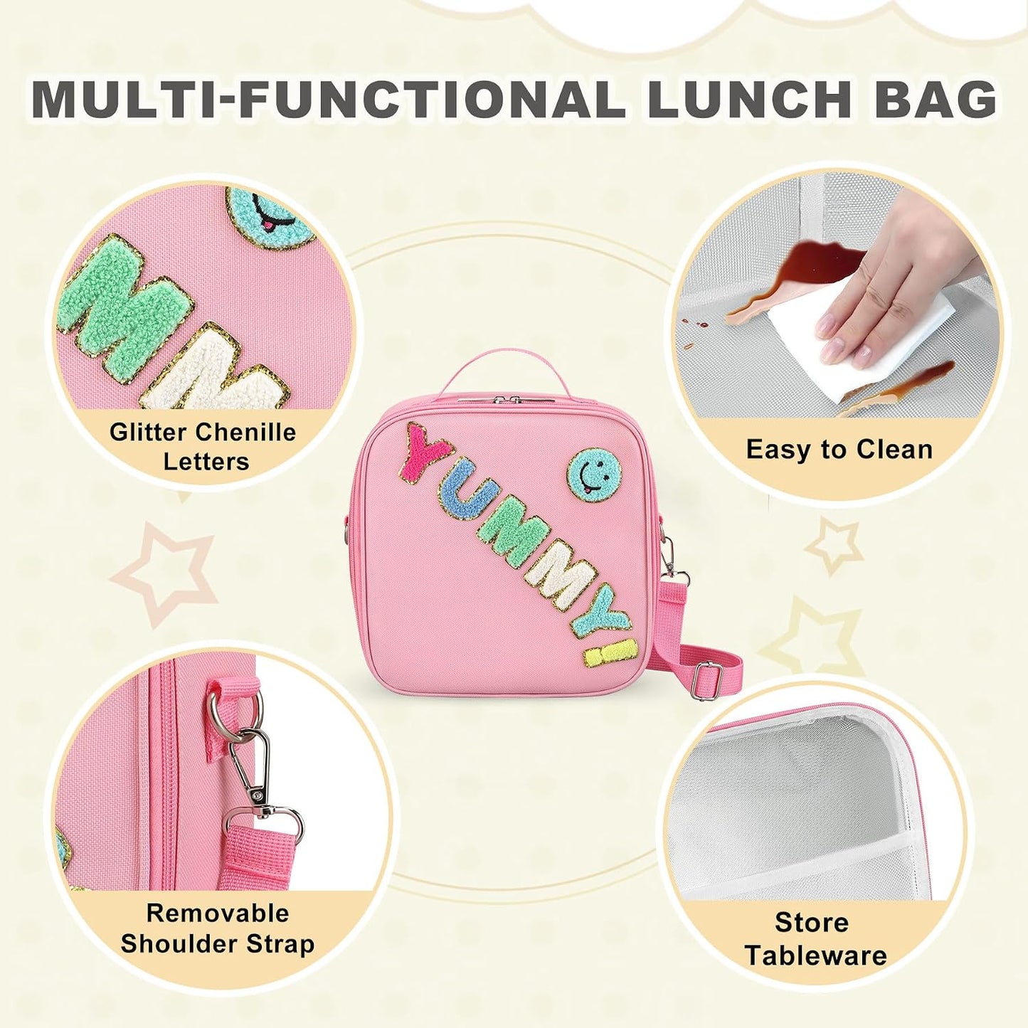 Kids Lunch Box for Kids Insulated Reusable Lunch Bag Tote Durable Children Leak-proof Lunchbox with Adjustable Shoulder Strap for School Daycare Travel Picnic (Navy - 3D Dinosaur)