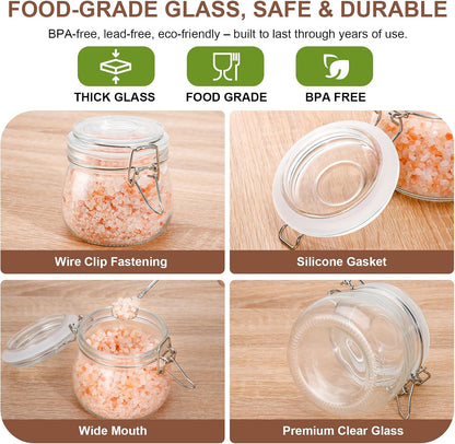 Spice Jars Set of 6, 4 oz Glass Spice Jars with Airtight Lids and Labels, Small Seasoning Jars for Spices, Herbs, Kitchen Spice Organizer