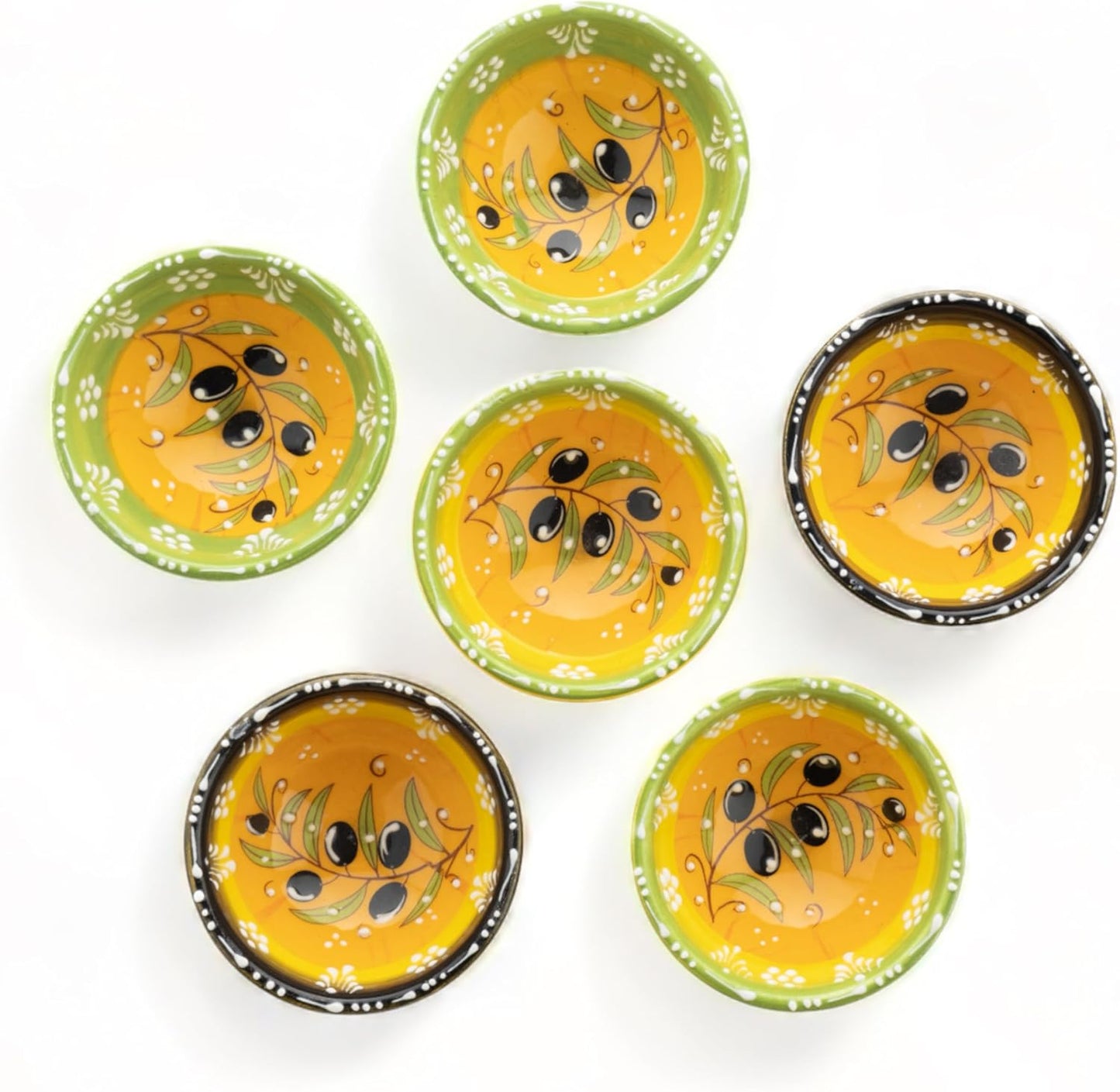 Ceramic Small Dipping Bowls Set of 6, 3.5 Oz Soy Sauce Dish, Handmade Charcuterie, Colorful Pinch, Dishwasher & Microwave Safe, 3.2'' Mini (SULTAN'S GARDEN)