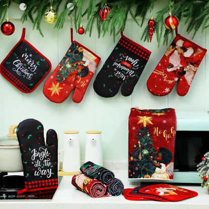 SiliFine 12 Pcs Fall Pumpkin Kitchen Towels Oven Mitts Pot Holders Set