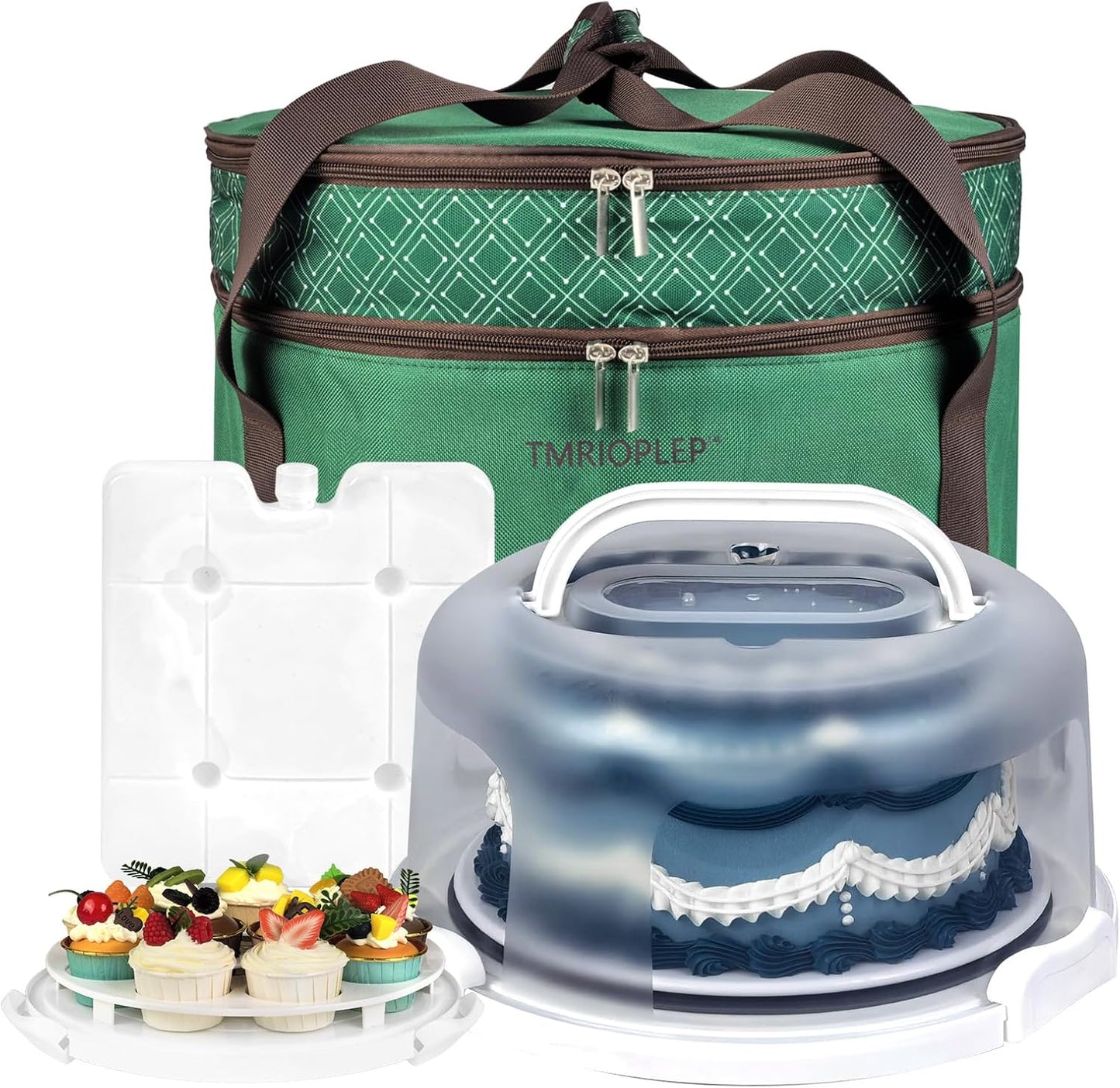 TMRIOPELP Tall Cake Carrier with Lid and Handle Insulated Cake Container Cake Transport Carrier Ideal for Pies Cupcakes and Pastries Perfect for Safe and Secure Cake Delivery (Red, 10 inch)