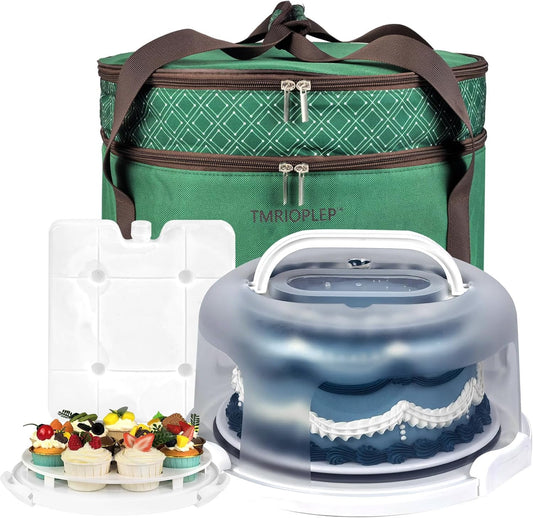 TMRIOPELP Tall Cake Carrier with Lid and Handle Insulated Cake Container Cake Transport Carrier Ideal for Pies Cupcakes and Pastries Perfect for Safe and Secure Cake Delivery (Red, 10 inch)