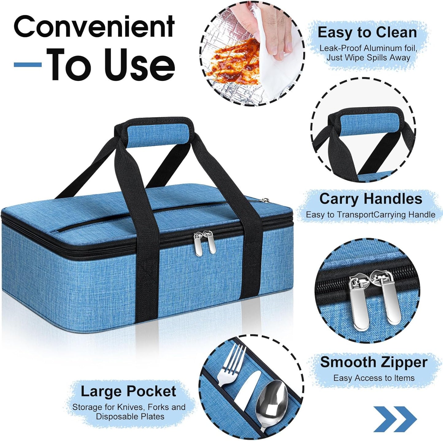 Insulated Casserole Carrier, Portable Casserole Carrier for Hot or Cold Food Lunch Tote Warmer or Cooler Bag, Lasagna Lunch Bag for Potluck Parties- Fits 9" x 13" Baking Dish-Charcoal Grey
