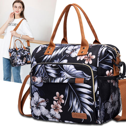 TuErCao Small Lunch Bag Lightweight Insulated Lunch Box for Women Work Portable Soft Cooler for Picnic Travel Road Trips, Loncheras para Mujer, Black