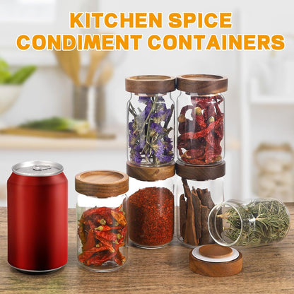 Small Glass Jars with Airtight Lids Round Spice Jar Kitchen Storage Jars Seasoning Containers Bottle Glass Food Storage Canisters Jars for Coffee Cookie Liquid Pantry Organizers