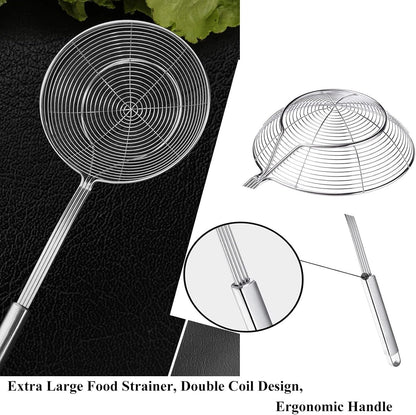 TENTA Kitchen Multi Kitchen Utensil Stainless Steel Cooking Skimmer Slotted Fish Turner Spatula Spoon Colander Drain Water Filter Spoon Hot Pot Scoop Comfortable Grip Design Strainer Ladle for Kitchen