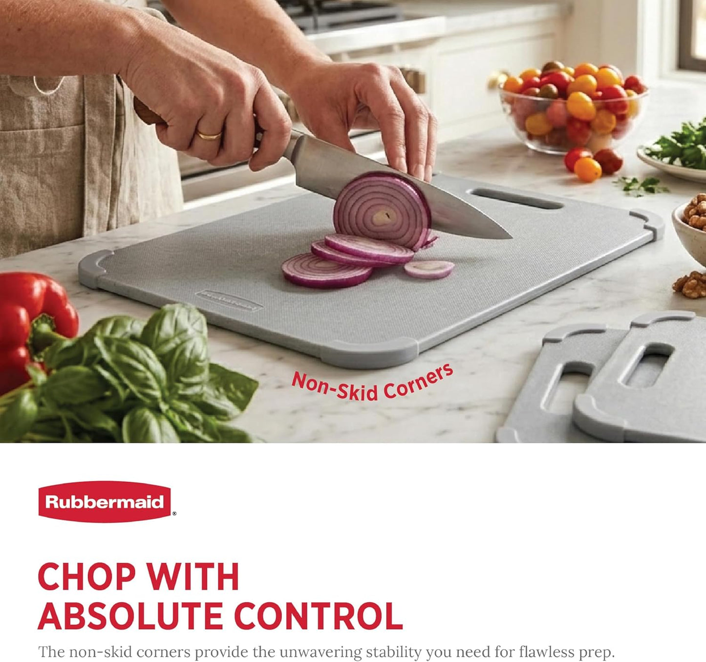 Rubbermaid 3pc Reversible Wheat Fiber Cutting Board Set | Cutting Boards for Kitchen – Dishwasher Safe, Non-Slip Corners, Lightweight & Easy To Store- Large Cutting Board for Meat, Veggies & Fruits