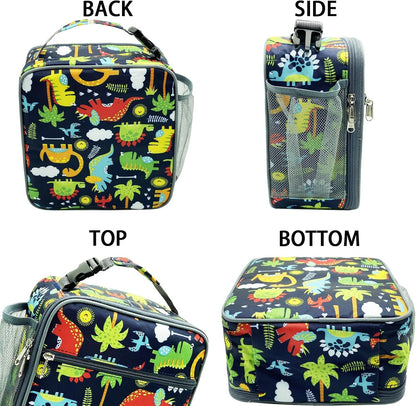 Kulle Astronaut Lunch Box for Boys, Insulated Kids Lunch Bag with Freezable Compartment, Thermal Reusable Lunchbox for School, Outdoor, Daycare - Space Theme Design