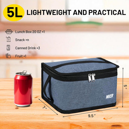 MIER Small Lunch Bag for Kids & Adults Compact Insulated Lunch Box Portable Thermal Mini Cooler for Work School Travel, Bluesteel