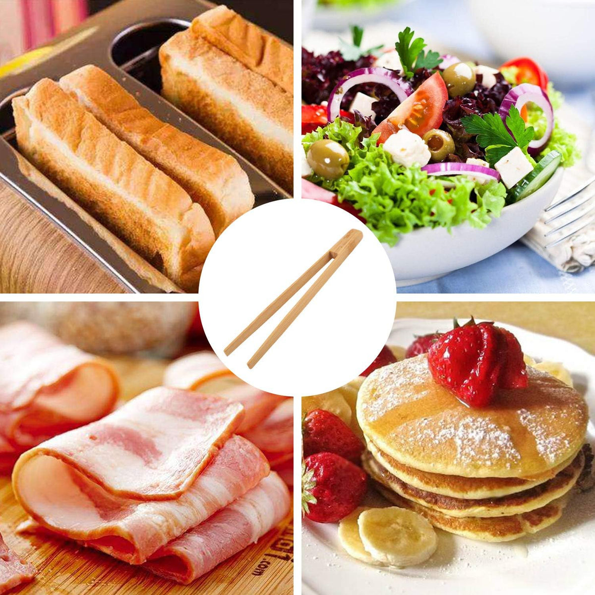 Toaster tongs, toast tongs, Made of pure natural bamboo, no paint coating, strong grip