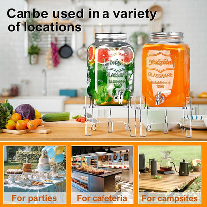 Acrylic Beverage Dispenser Stand Only, Fit Max 8.7 Inch Glass Drink Dispenser and Water Jug Holder, Plant Stand, Cake Display Stand for Parties and Catering Events