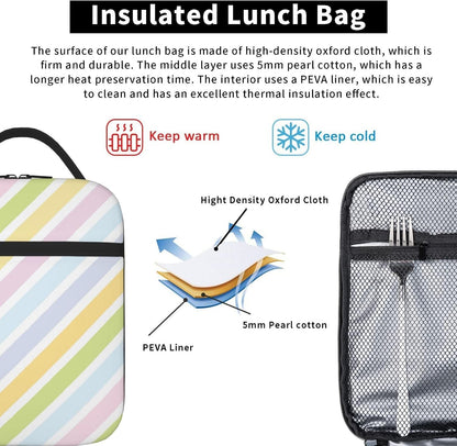 70s Retro Mushroom Floral Insulated Lunch Bag Reusable Cooler Lunch Box Portable Leakproof Thermal Container Tote Bags for Girls Boys School Travel