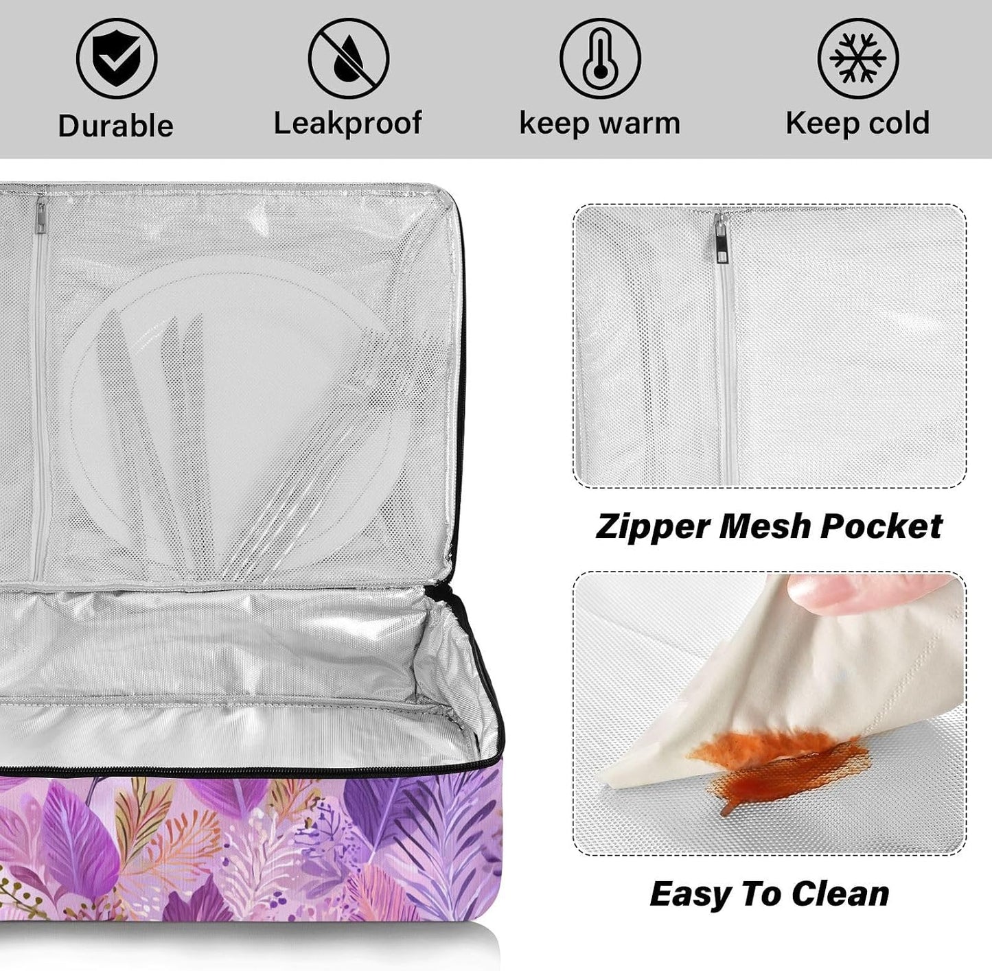 Casserole Carriers for Hot or Cold Food Reusable Casserole Dish Carrier Insulated Thermal Large Capacity Durable Perfect for Party Camping Family Gatherings Yellow Fish - Colors B