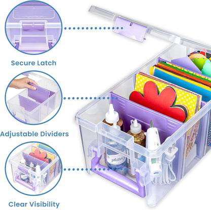 ArtBin Semi Satchel Portable Craft Organizer with 3 Dividers - Clear Plastic Storage Case for Art & Craft Supplies