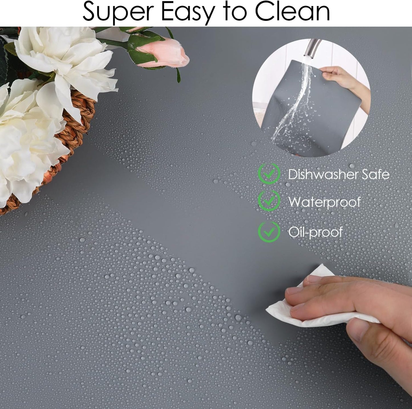 Extra Large Silicone Mat, 31.5x23.6 Inch Heat Resistant Mat for Kitchen Counter, Non Stick Silicone Baking Mat for Dough and Pastry, Thick Silicone placement Countertop Protector, Black countertop mat