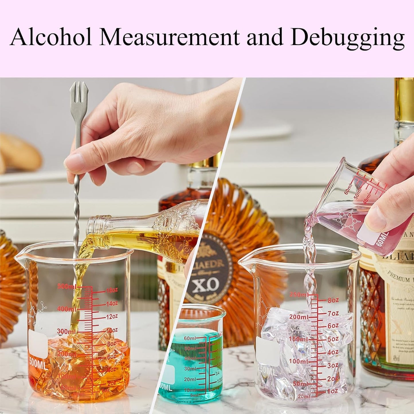 3 Piece Glass Measuring Cup Set, Includes 1/2-Cup, 1-Cup, and 2-Cup High Borosilicate Glasss Liquid Measuring Cups, Dishwasher, Freezer, Microwave, and Preheated Oven Safe, Essential Kitchen Tools