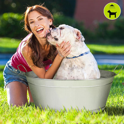 BARsics Large 6-Gallon Galvanized Tin Beverage Tub, 20x14x10 inches (Pack of 2)