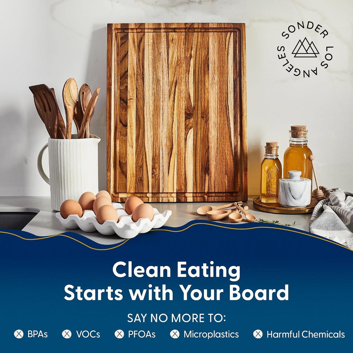 Sonder Los Angeles Doheny Wood Cutting Board Set | Acacia Edge Grain Cutting Board for Kitchen with Juice Groove | Perfect for Compact Daily Use | Gift Box Included | 14x10x1 in & 12x8x1 in