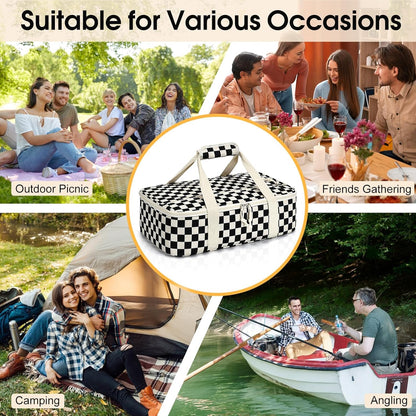 Insulated Casserole Carrier, Portable Casserole Carrier for Hot or Cold Food Lunch Tote Warmer or Cooler Bag, Lasagna Lunch Bag for Potluck Parties- Fits 9" x 13" Baking Dish-Charcoal Grey