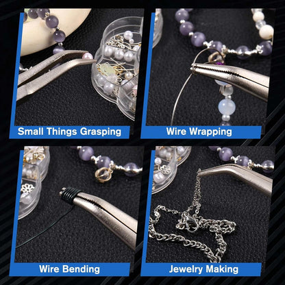 SPEEDWOX Long Reach Bent Needle Nose Pliers With Smooth Jaw Angled Needle Nose Pliers For Jewelry Making Fish Bone Pliers Tweezers Bent Chain Nose Pliers For Wire Bending And Small Object Gripping
