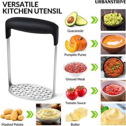 Upgraded Potato Masher Stainless Steel Durable Non-break Handle Rust-proof