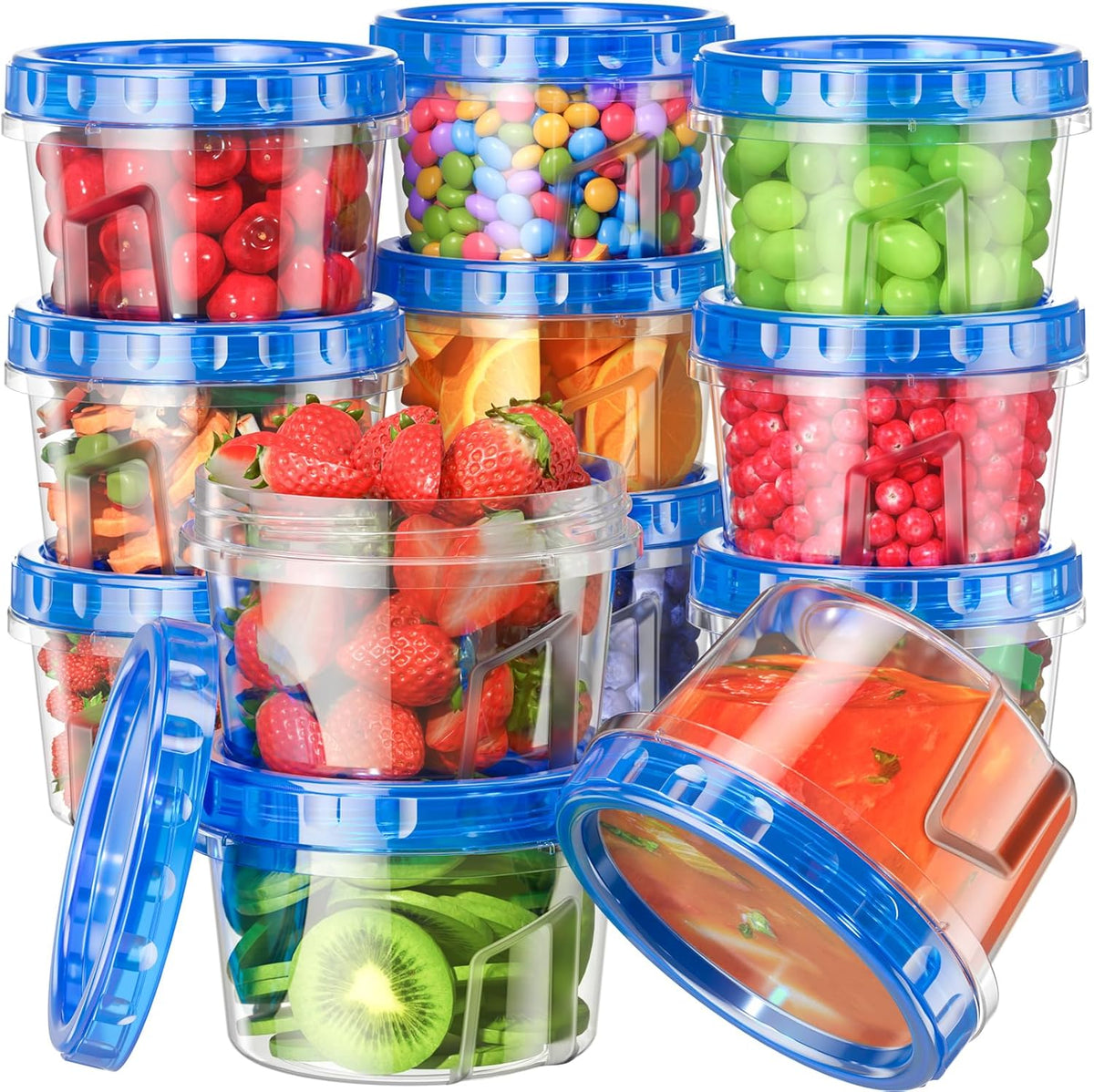 BiuLeon 6 Pack-17oz Freezer Storage Containers, Plastic Food Storage Containers with Twist Top Lids, BPA Free and Reusable Soup Containers with Lid, Microwave and Dishwasher Safe