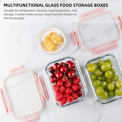 10 Pack 22 oz Glass Meal Prep Containers, Food Storage Containers with Lids, Airtight Leakproof Lunch Containers for Kitchen, Freezer, Microwave, Dishwasher Safe (Grey)