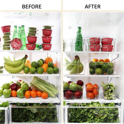 Fridge Organizer - 14 Piece Refrigerator Organizer Bins - Stackable Freezer Organizer - Clear Refrigerator Organizer - Acrylic Fridge Bins