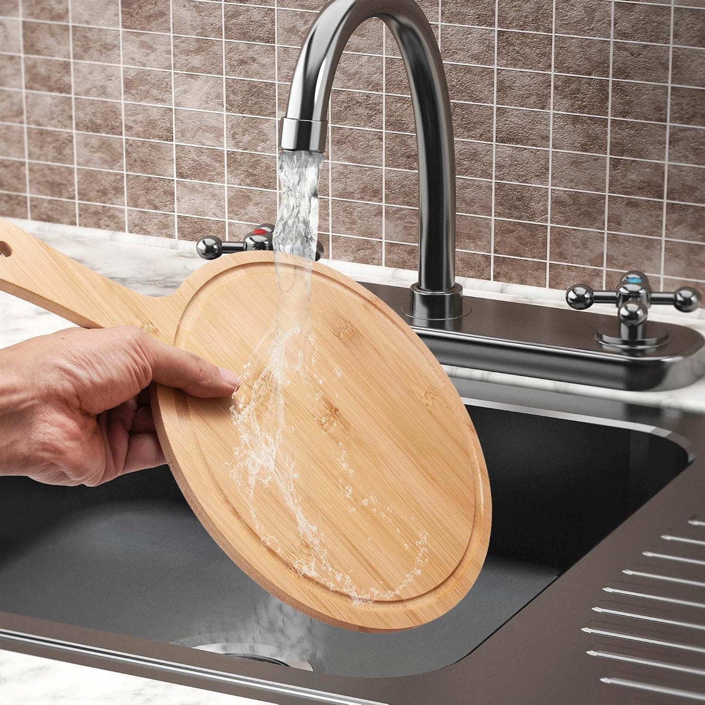 WILLOWDALE 10pcs Wood Cutting Boards for Kitchen, 10" Round Charcuterie Boards Wood Serving Board for Pizza, Cheese, Dessert, Wooden Cutting Board with Handle Fruit Vegetable Bamboo Cutting Board Set