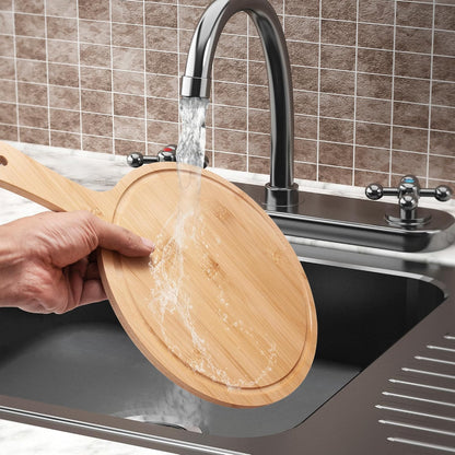 WILLOWDALE 10pcs Wood Cutting Boards for Kitchen, 10" Round Charcuterie Boards Wood Serving Board for Pizza, Cheese, Dessert, Wooden Cutting Board with Handle Fruit Vegetable Bamboo Cutting Board Set