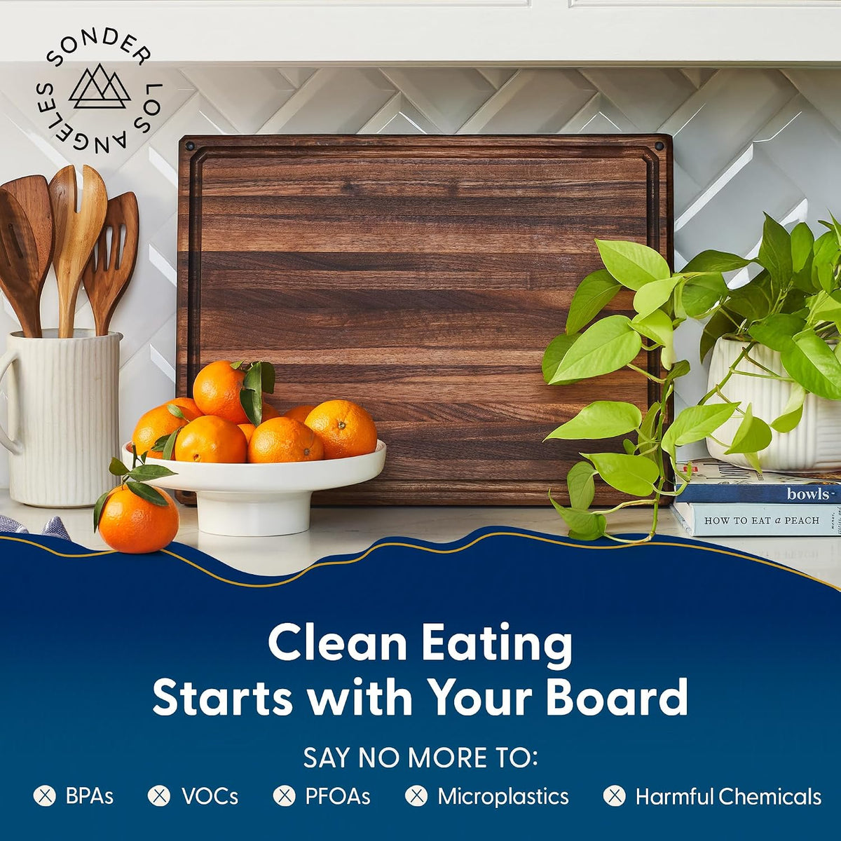 Sonder Los Angeles Doheny Wood Cutting Board Set | Acacia Edge Grain Cutting Board for Kitchen with Juice Groove | Perfect for Compact Daily Use | Gift Box Included | 14x10x1 in & 12x8x1 in