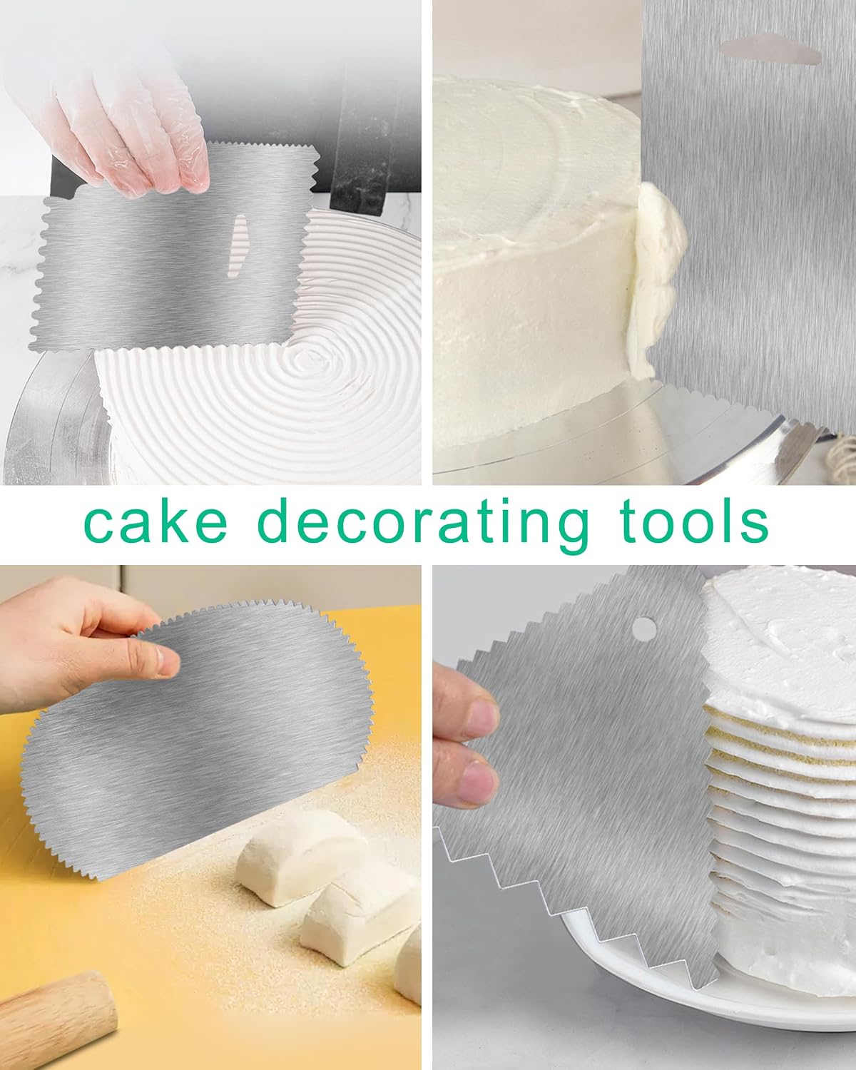 6pcs Cake Scraper Decorating Comb and Icing Smoother Reusable Bread Cream Pizza Cutter-Purple