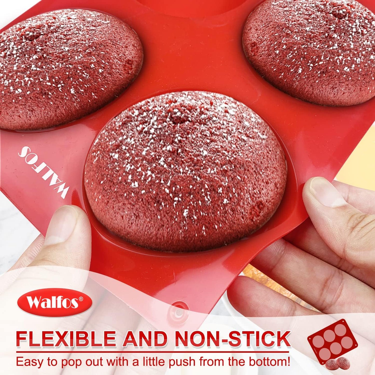 Walfos Silicone Cupcake Pan Set, 2-Piece Mini 24 Cups Muffin Baking Pan, BPA Free and Dishwasher Safe, Non-stick , Great for Making Muffin Cakes, Fat Bombs