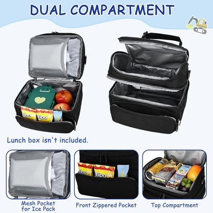 Kasqo Lunch Bag Kids, Dual Compartment Insulated Cooler Bag 7.5L Girls Boys Toddler Lunch Box Containers for Daycare School Kindergarten Travel Ombre Butterfly