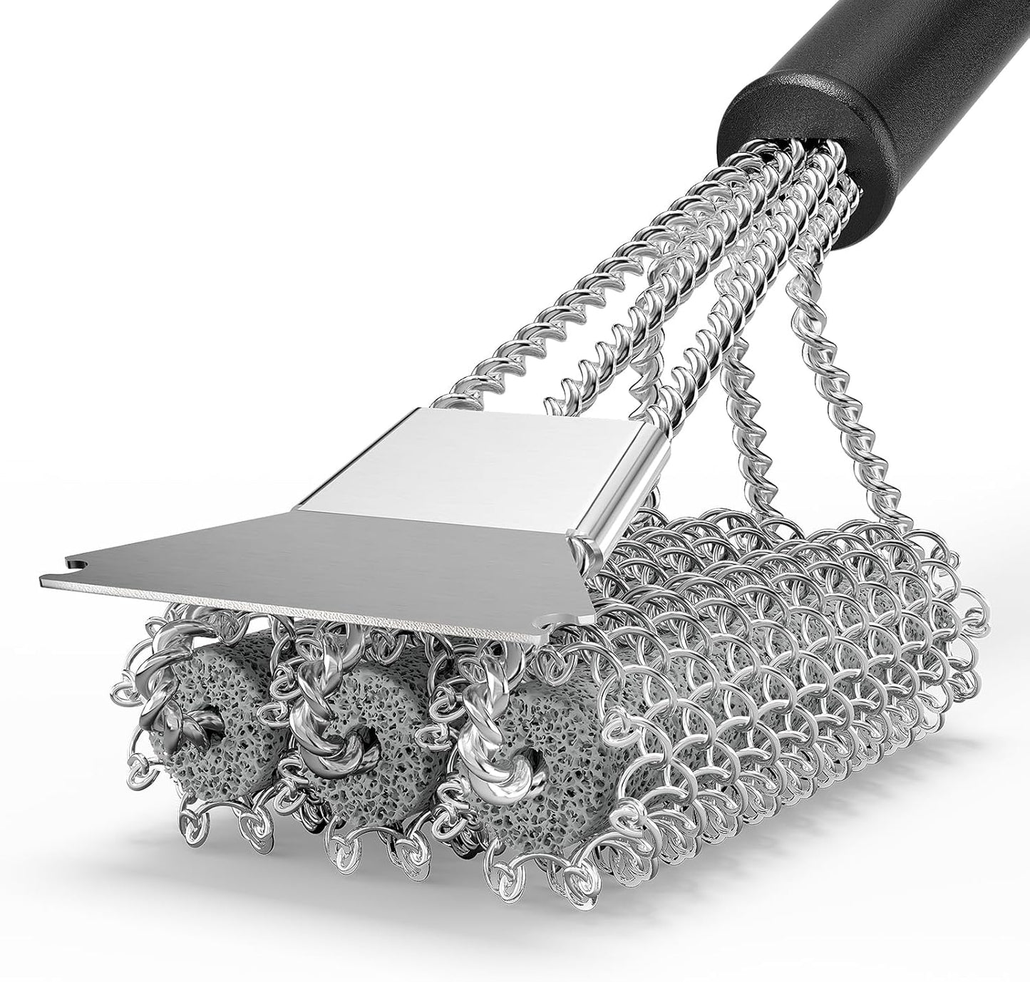 HOUSE AGAIN Grill Brush and Scraper Bristle Free, 304 Stainless Steel Brush Head Non Metal Bristles, Safe Steam Outdoor Grill Cleaning BBQ Grill Accessories for Smoker/Porcelain/Weber Gas/Charcoal