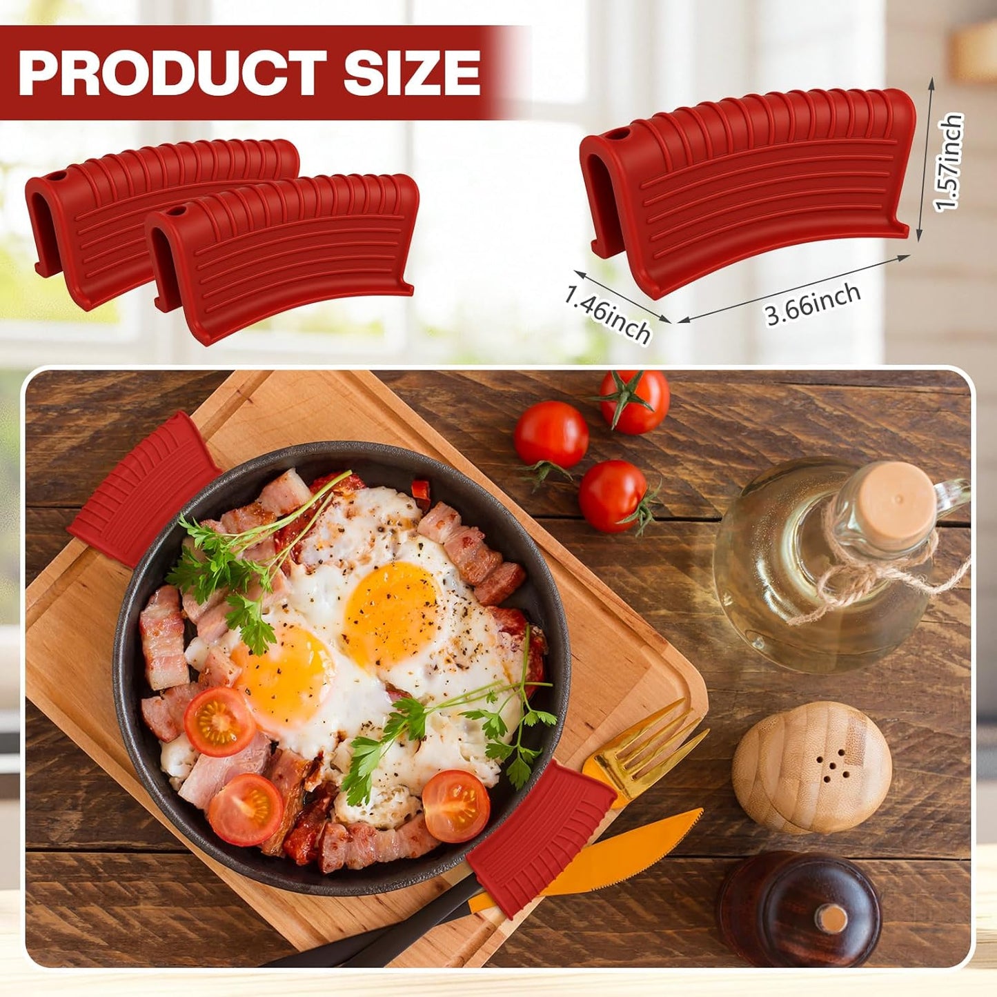 Patelai 4 Pcs Silicone Assist Hot Pan Handle Holder Pot Handle Covers for Cast Iron Skillets Holder Sleeve Nonslip Heat Resistant Pan Cover for Enameled Griddles Casserole Frying Cookware(Pink)