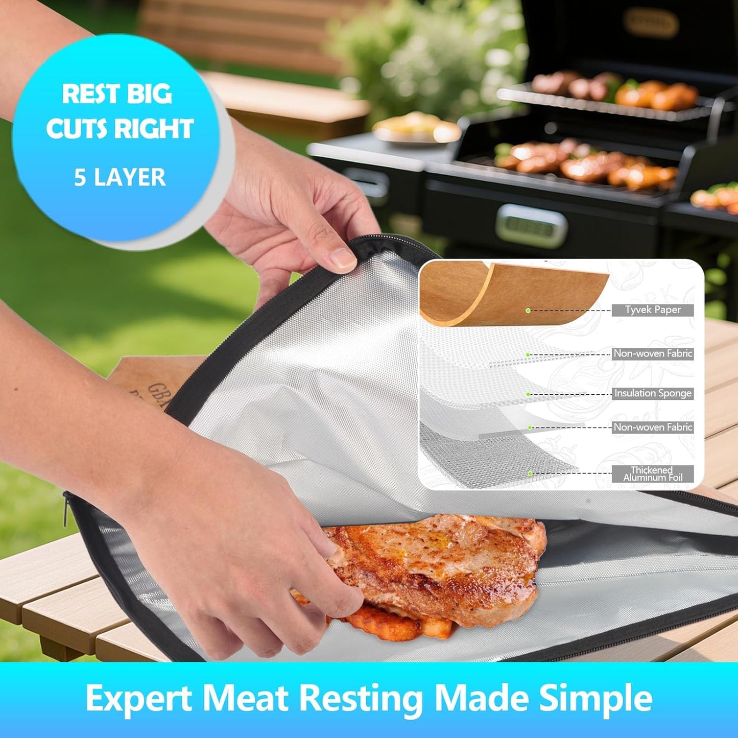 Collapsible BBQ Prep Tub & BBQ Resting Bag - Multi-Function Foldable Cutting Board, BPA Free Portable Silicone Dish Bowl, Leak Free Drain Hole for Meal Prep, Marinating, Food Storage(Orange)