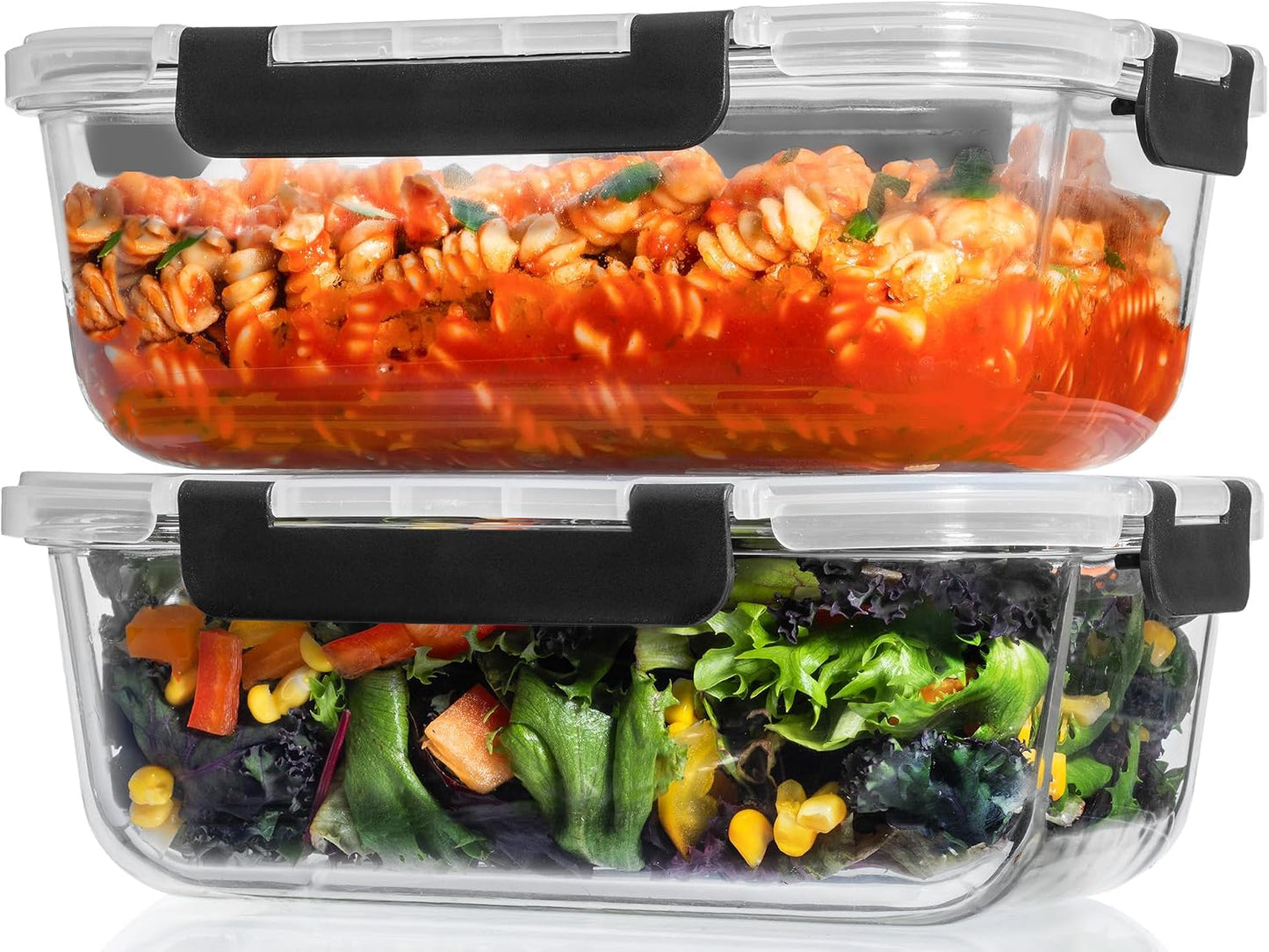 Razab 4 Pcs 1860ml / 63 Oz Large Glass Food Storage Containers with Lids - Glass Meal Prep Containers with Locking Lids for Roasting, Storing Leftover, Lunch Container, BPA Free, Microwave & Oven Safe