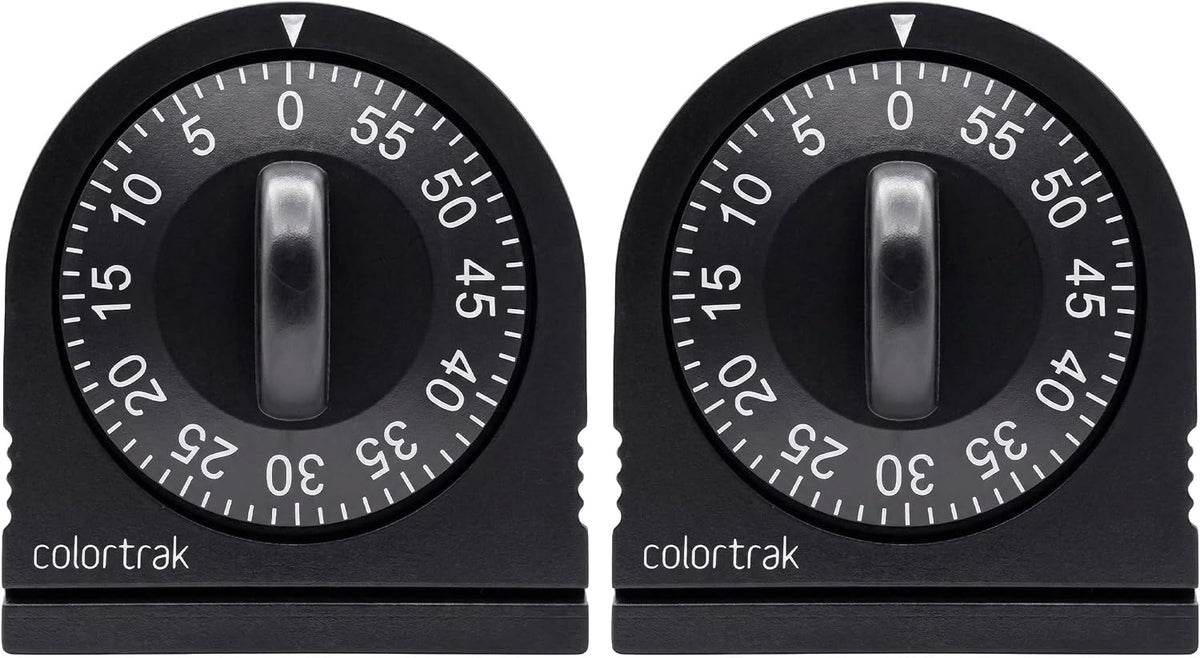 Colortrak 60 Minute Wind Up Timer, No Batteries Required, Black
