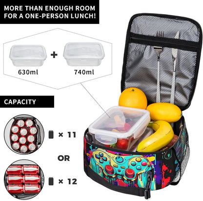 Dinosaur Volcano Insulated Lunch Bag for Women & Men, Reusable Leak-Proof Lunch Box with Cooler Compartment, Lunch Tote for Adults Work Travel Picnic Durable & Washable