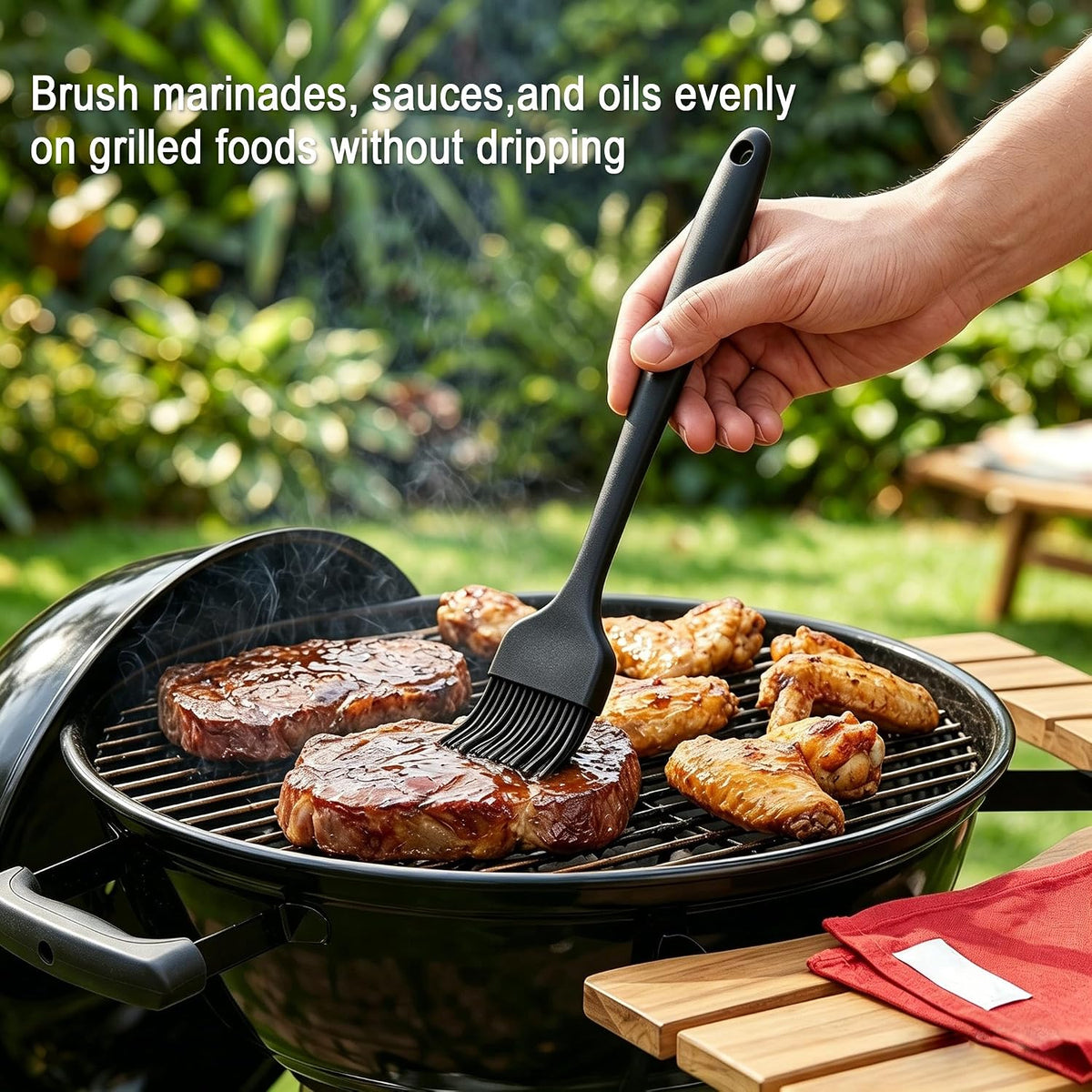 Silicone Basting Brush 2 Pack with Steel Core, Heat Safe BBQ Pastry