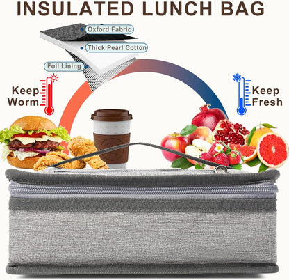 FlowFly Small Insulated Lunch box Portable Soft Bag Mini Cooler Thermal Meal Tote Kit with Handle for Work & School, Black