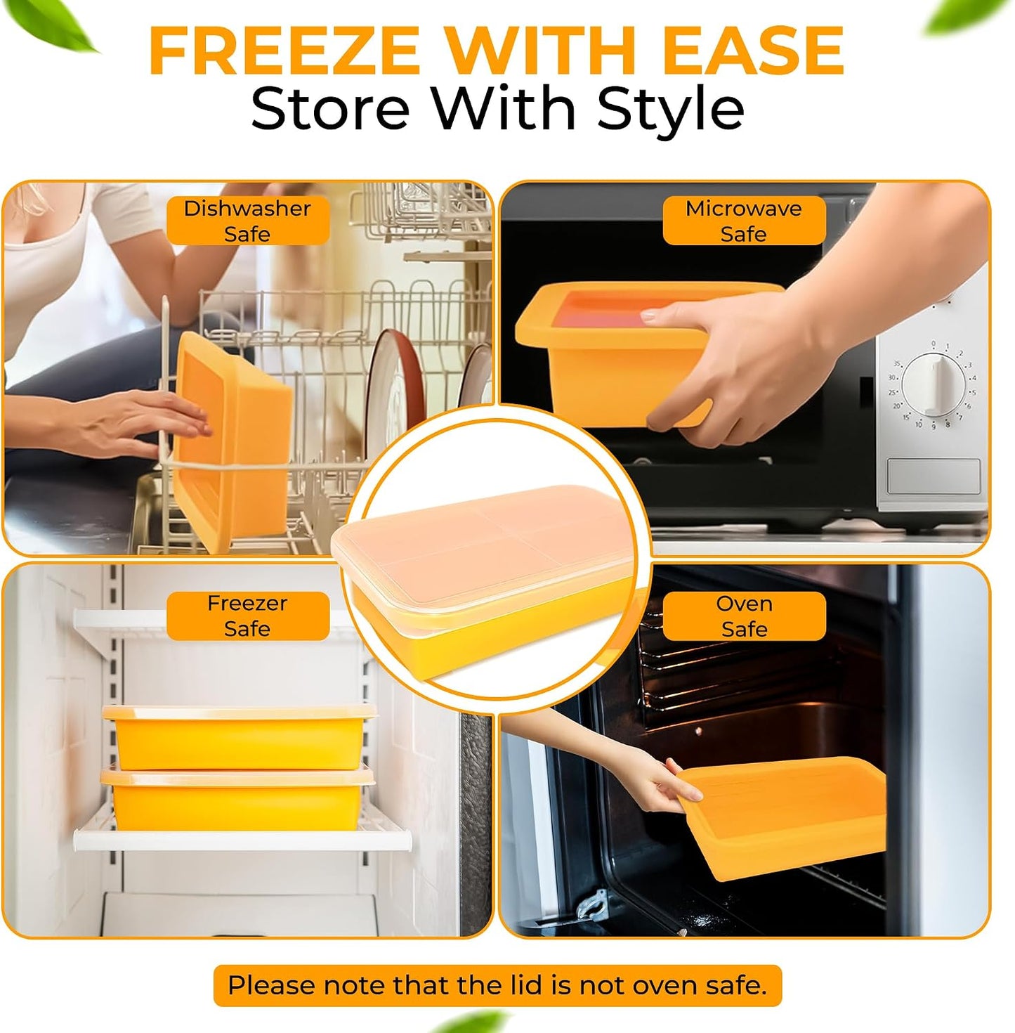 (2 Pack) Large Silicone Freezer Containers For Soup, Pasta Sauce, Leftovers, Broth & More - 6 Cup Reusable BPA Free Non Plastic Food Storage Freezing Ice Trays With Lids & Measurement Lines